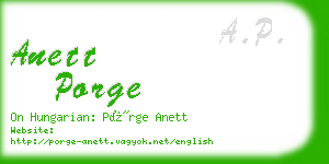 anett porge business card